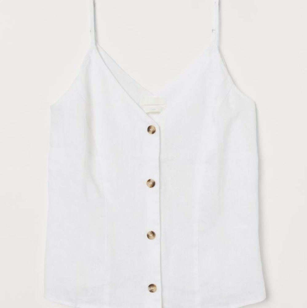 H&M Cream Linen Sleeveless Blouse